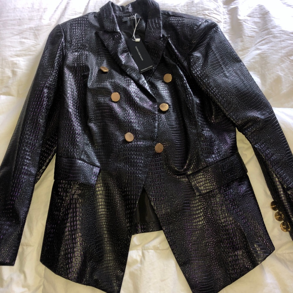 Faux Leather Blazer